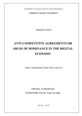 Luận văn thạc sĩ anti competitive agreements or abuse of dominance in the digital economy