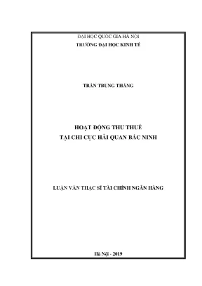 Luận văn thạc sĩ hoạt động thu thuế tại chi cục hải quan bắc ninh
