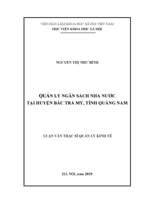 Luận văn thạc sĩ quản lý ngân sách nhà nước của huyện bắc trà my tỉnh quảng nam
