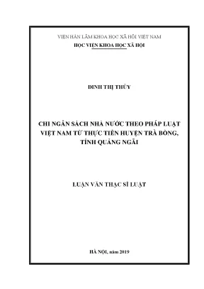 Luận văn thạc sĩ chi nsnn theo pháp luật việt nam từ thực tiễn huyện trà bồng tỉnh quảng ngãi