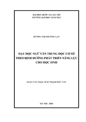 Luận văn thạc sĩ dạy học ngữ văn trung học cơ sở theo định hướng phát triển năng lực cho học sinh
