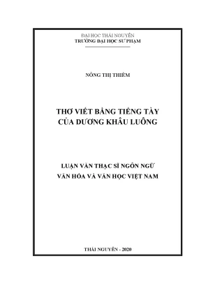 Luận văn thạc sĩ thơ viết bằng tiếng tày của dương khâu luông
