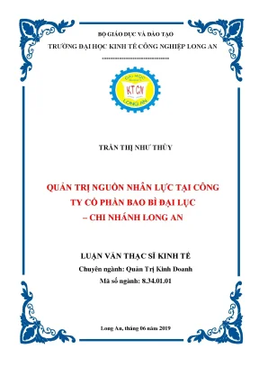 Luận văn thạc sĩ quản trị nguồn nhân lực tại công ty cổ phần bao bì đại lục chi nhánh long an