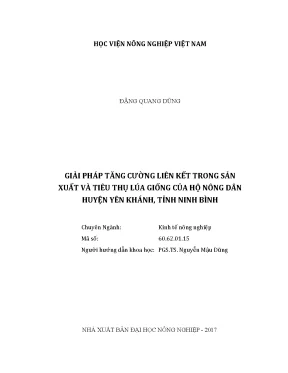 Luận văn thạc sĩ giải pháp tăng cường liên kết trong sản xuất và tiêu thụ lúa giống của hộ nông dân huyện yên khánh tỉnh ninh bình