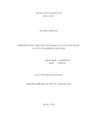 Luận văn thạc sĩ biện pháp ngăn chặn bắt người phạm tội quả tang trong luật tố tụng hình sự việt nam