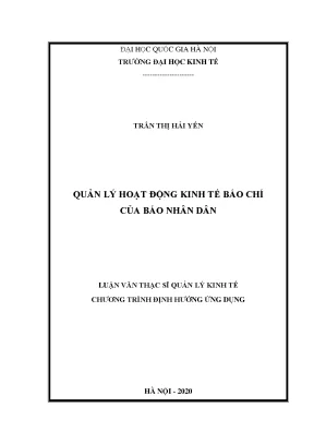 Luận văn thạc sĩ quản lý hoạt động kinh tế báo chí của báo nhân dân
