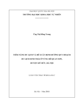 Luận văn thạc sĩ tiềm năng du lịch và đề xuất định hướng quy hoạch du lịch sinh thái ở vùng hồ quan sơn huyện mỹ đức hà nội