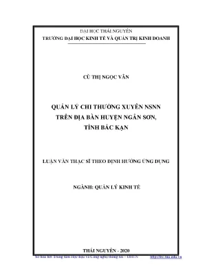 Luận văn thạc sĩ quản lý kinh tế quản lý chi thường xuyên nsnn trên địa bàn huyện ngân sơn tỉnh bắc kạn 1