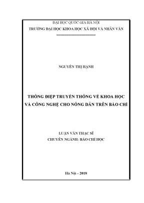 Luận văn thạc sĩ thông điệp truyền thông về khoa học và công nghệ cho nông dân trên báo chí