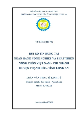 Luận văn thạc sĩ rủi ro tín dụng tại ngân hàng nông nghiệp và phát triển nông thôn việt nam chi nhánh huyện thạnh hóa tỉnh long an