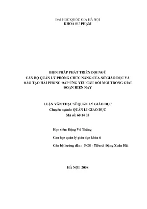 Luận văn thạc sĩ biện pháp phát triển đội ngũ cán bộ quản lý phòng chức năng của sở giáo dục và đào tạo hải phòng đáp ứng yêu cầu đổi mới trong giai đoạn hiện nay