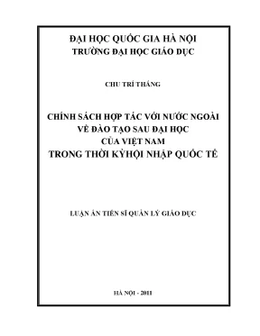 Luận văn thạc sĩ chính sách hợp tác với nước ngoài về đào tạo sau đại học của việt nam trong thời kỳ hội nhập quốc tế