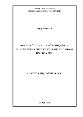 Luận văn thạc sĩ nghiên cứu đánh giá mô hình quản lý tài nguyên của công ty tnhh mtv cao phong tỉnh hòa bình