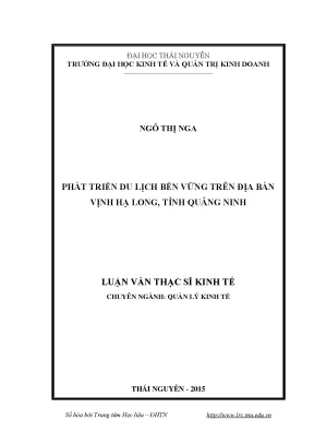 Luận văn thạc sĩ phát triển du lịch bền vững trên địa bàn vịnh hạ long tỉnh quảng ninh