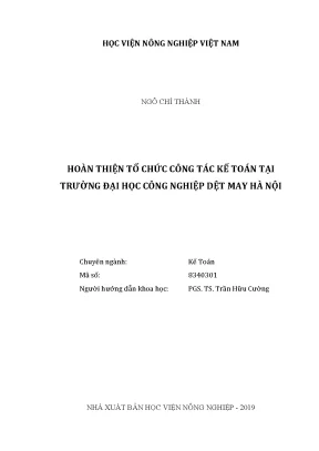 Luận văn thạc sĩ hoàn thiện tổ chức công tác kế toán tại trường đại học công nghiệp dệt may hà nội
