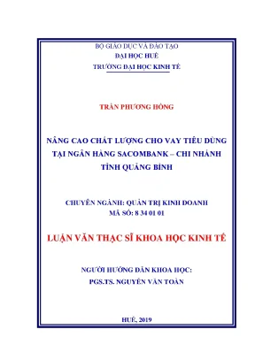 Luận văn thạc sĩ nâng cao chất lượng cho vay tiêu dùng tại ngân hàng sacombank chi nhánh quảng bình