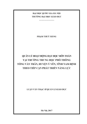 Luận văn thạc sĩ quản lý hoạt động dạy học môn toán tại trường trung học phổ thông tống văn trân huyện ý yên tỉnh nam định theo tiếp cận phát triển năng lực