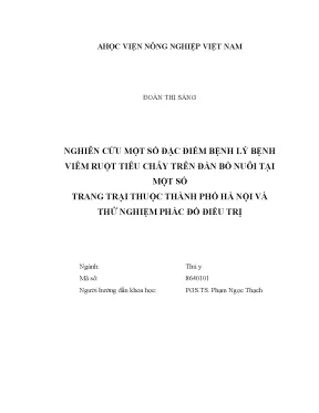 Luận văn thạc sĩ nghiên cứu một số đặc điểm bệnh lý bệnh viêm ruột tiêu chảy trên đàn bò nuôi tại một số trang trại thuộc thành phố hà nội và thử nghiệm phác đồ điều trị