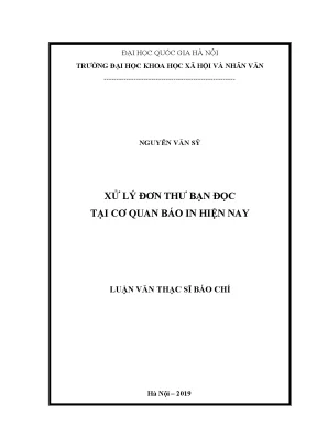 Luận văn thạc sĩ xử lý đơn thư bạn đọc tại cơ quan báo in hiện nay
