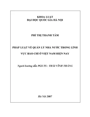 Luận văn thạc sĩ pháp luật về quản lý nhà nước trong lĩnh vực báo chí ở việt nam hiện nay luận văn ths luật 60 38 01
