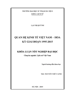 Luận văn thạc sĩ quan hệ kinh tế việt nam hoa kỳ giai đoạn 1995 2015