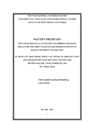 Luận văn thạc sĩ the use of role play activities to improve speaking skills for the first year english major students at hanoi university of industry