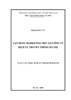 Luận văn thạc sĩ vận dụng marketing mix tại công ty dịch vụ truyền thông hà nội