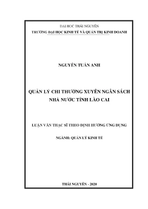 Luận văn thạc sĩ quản lý kinh tế quản lý chi thường xuyên ngân sách nhà nước tỉnh lào cai 1