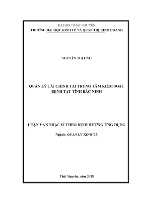 Luận văn thạc sĩ quản lý tài chính tại trung tâm kiểm soát bệnh tật tỉnh bắc ninh