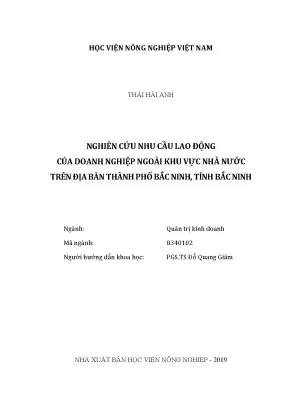 Luận văn thạc sĩ nghiên cứu nhu cầu lao động của doanh nghiệp ngoài khu vực nhà nước trên địa bàn thành phố bắc ninh tỉnh bắc ninh