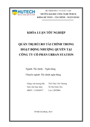 Luận văn thạc sĩ quản trị rủi ro tài chính trong hoạt động nhượng quyền tại công ty cổ phần urban station