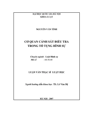 Luận văn thạc sĩ cơ quan cảnh sát điều tra trong tố tụng hình sự