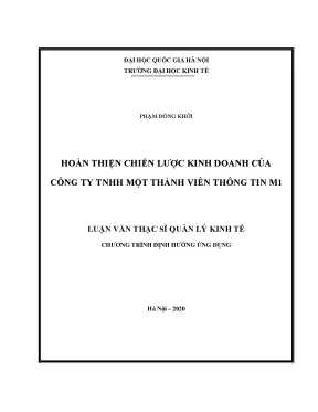 Luận văn thạc sĩ hoàn thiện chiến lược kinh doanh của công ty tnhh một thành viên thông tin m1