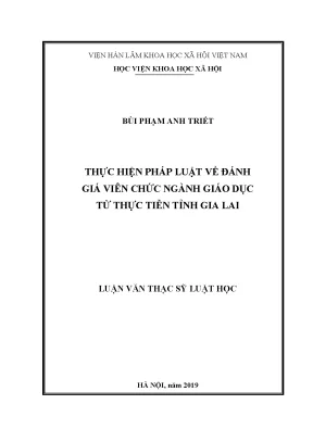Luận văn thạc sĩ thực hiện pháp luật về đánh giá viên chức ngành giáo dục từ thực tiễn tỉnh gia lai