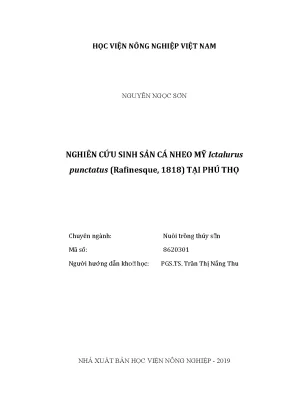 Luận văn thạc sĩ nghiên cứu sinh sản cá nheo mỹ ictalurus punctatus rafinesque 1818 tại phú thọ