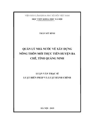 Luận văn thạc sĩ quản lý nhà nước về xây dựng nông thôn mới thực tiễn huyện ba chẽ tỉnh quảng ninh