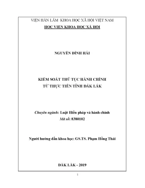 Luận văn thạc sĩ kiểm soát thủ tục hành chính từ thực tiễn tỉnh đắk lắk