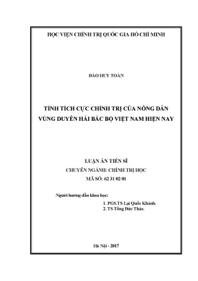 Luận văn tính tích cực chính trị của nông dân vùng duyên hải bắc bộ việt nam hiện nay