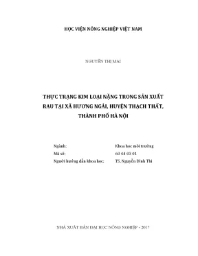 Luận văn thạc sĩ thực trạng kim loại nặng trong sản xuất rau tại xã hương ngải huyện thạch thất thành phố hà nội