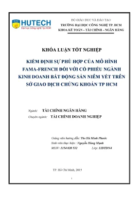 Luận văn thạc sĩ kiểm định sự phù hợp của mô hình fama french đối với cổ phiếu ngành kinh doanh bất động sản niêm yết trên sở giao dịch chứng khoán tp hcm