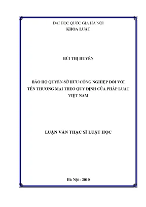 Luận văn thạc sĩ bảo hộ quyền sở hữu công nghiệp đối với tên thương mại theo quy định của pháp luật việt nam