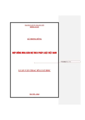 Luận văn thạc sĩ hợp đồng mua bán nợ theo pháp luật việt nam