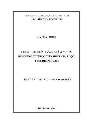 Luận văn thạc sĩ thực hiện chính sách giảm nghèo bền vững từ thực tiễn huyện đại lộc tỉnh quảng nam