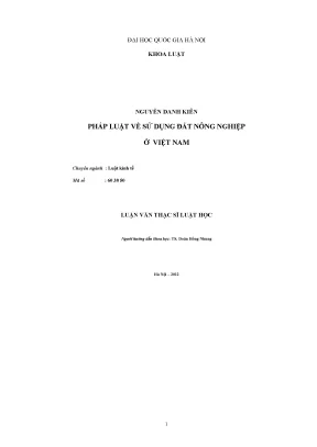 Luận văn thạc sĩ pháp luật về sử dụng đất nông nghiệp ở việt nam