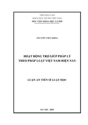 Luận án tiến sĩ hoạt động trợ giúp pháp lý theo pháp luật việt nam hiện nay