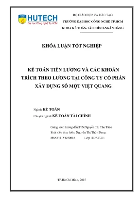 Luận văn thạc sĩ kế toán tiền lương và các khoản trích theo lương tại công ty cổ phần xây dựng số một việt quang