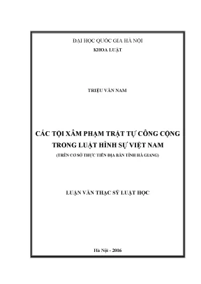 Luận văn thạc sĩ các tội xâm phạm trật tự công cộng trong luật hình sự việt nam trên cơ sở thực tiễn địa bàn tỉnh hà giang
