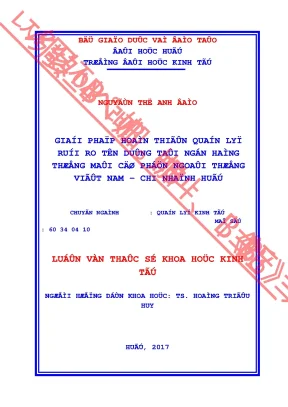 Luận văn thạc sĩ giải pháp hoàn thiện công tác quản lý rủi ro tín dụng tại ngân hàng thương mại cổ phần ngoại thương việt nam chi nhánh huế min