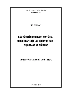 Luận văn thạc sĩ bảo vệ quyền của người khuyết tật trong pháp luật lao động việt nam thực trạng và giải pháp 07