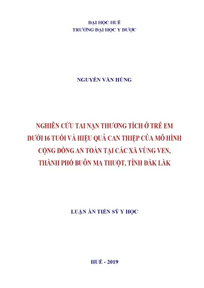 Luận án tiến sĩ nghiên cứu tai nạn thương tích ở trẻ em dưới 16 tuổi và hiệu quả can thiệp của mô hình cộng đồng an toàn tại các xã vùng ven thành phố buôn ma thuột tỉnh đắk lắk